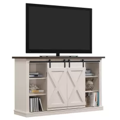 Bell'O Cottonwood 54 in. Sargent Oak and Cream Wood TV Stand Fits TVs Up to 60 in. with Storage Doors