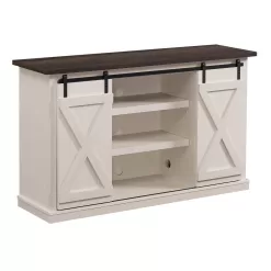 Bell'O Cottonwood 54 in. Sargent Oak and Cream Wood TV Stand Fits TVs Up to 60 in. with Storage Doors