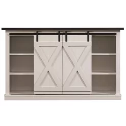 Bell'O Cottonwood 54 in. Sargent Oak and Cream Wood TV Stand Fits TVs Up to 60 in. with Storage Doors