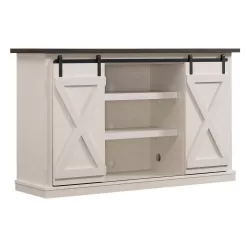 Bell'O Cottonwood 54 in. Sargent Oak and Cream Wood TV Stand Fits TVs Up to 60 in. with Storage Doors