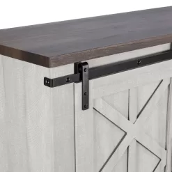 FESTIVO 58 in. Saw Cut-Off White TV Stand for TVs Up to 65 in.