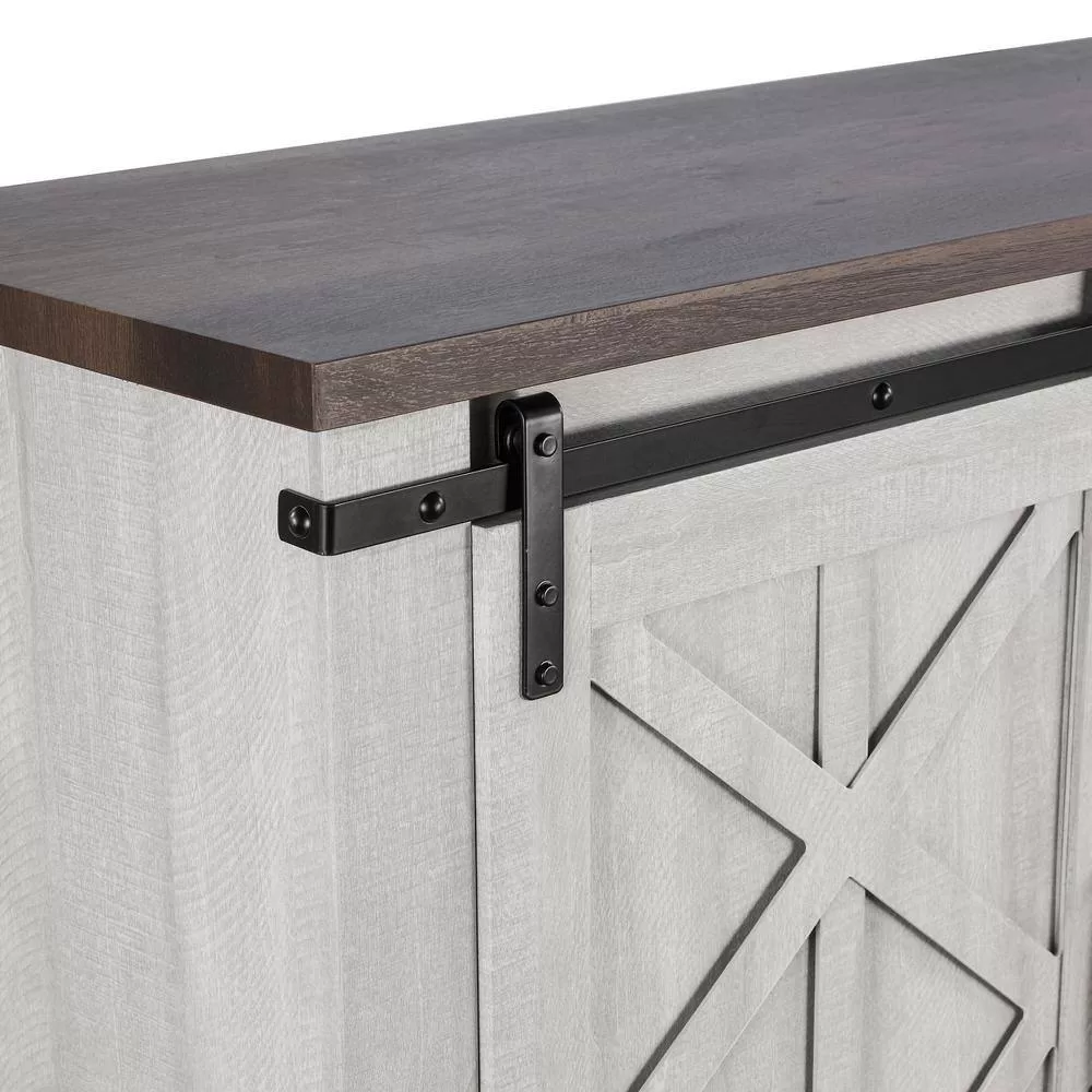 FESTIVO 58 in. Saw Cut-Off White TV Stand for TVs Up to 65 in.