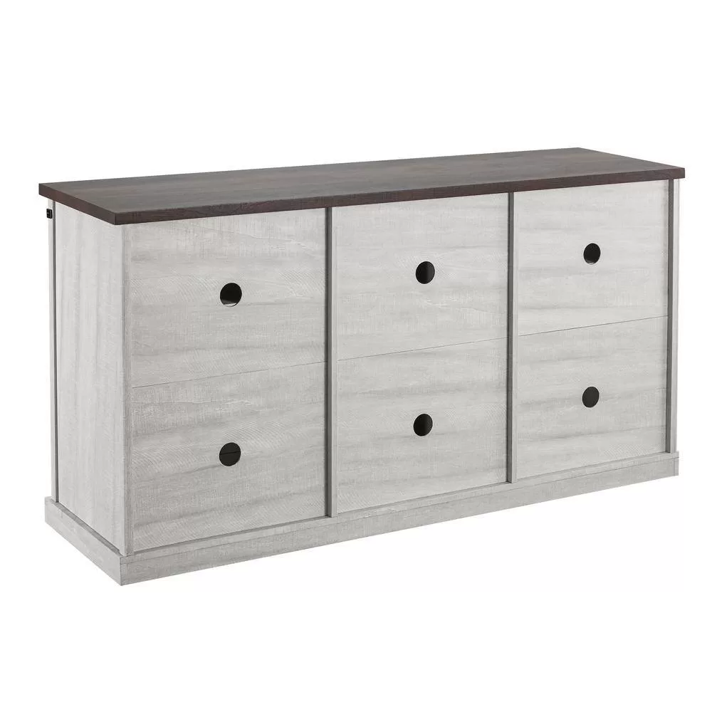 FESTIVO 58 in. Saw Cut-Off White TV Stand for TVs Up to 65 in.