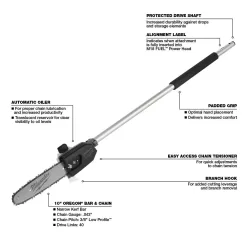 Milwaukee 49-16-2720-49-16-2719 M18 FUEL QUIK-LOK 10 in. Pole Saw Attachment and M18 FUEL QUIK-LOK Hedge Trimmer Attachment (2-Tool)