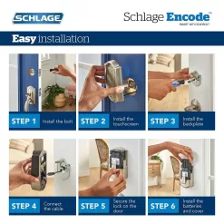 Schlage BE489WB CEN 619 Century Encode Smart WiFi Door Lock with Alarm in Satin Nickel