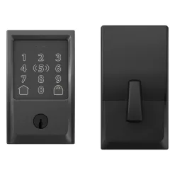 Schlage BE499WB V CEN 622 Century Matte Black Electronic Encode Plus Smart WiFi Deadbolt with Alarm