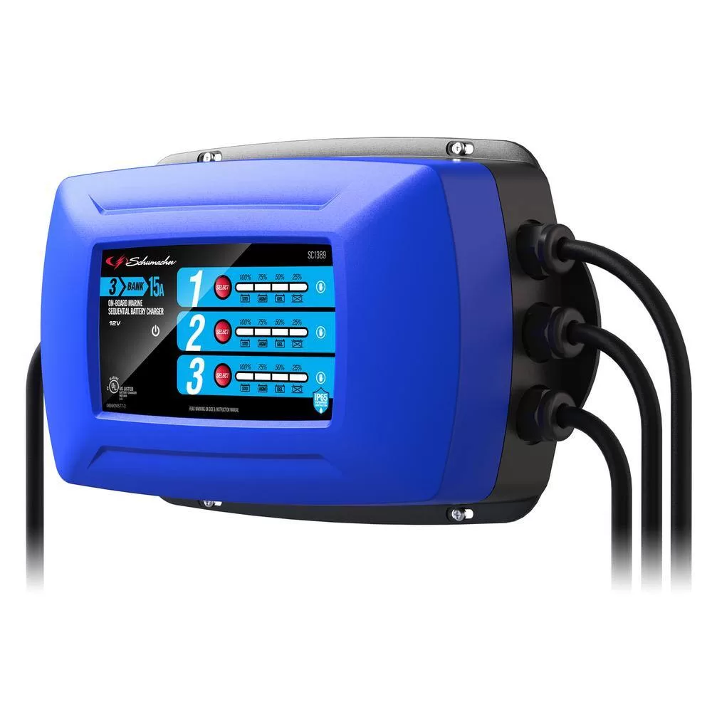 Schumacher Electric SC1389 Schumacher Ship 'n Shore Marine 12-Volt 15-Amp Three-Bank On-Board Sequential Battery Charger