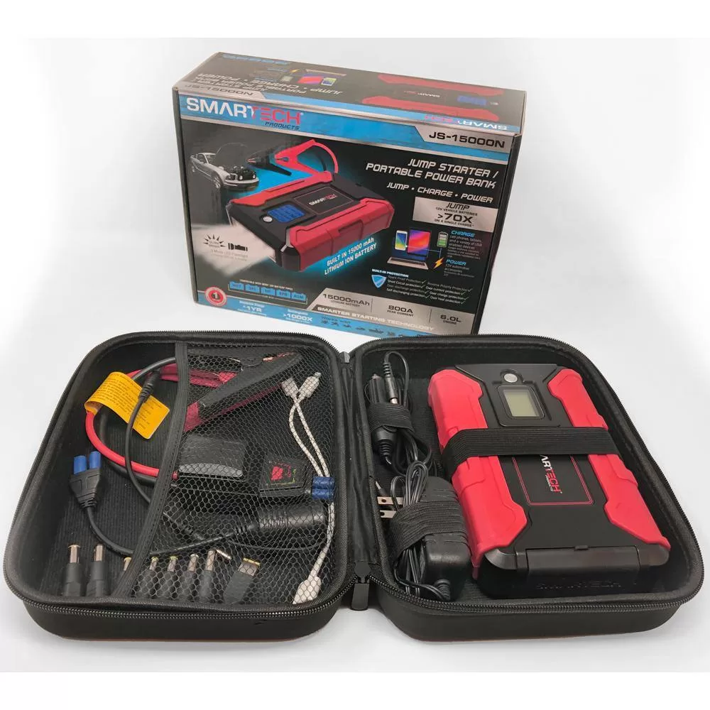 Smartech Products JS-15000N Smartech JS-15000N 15000 mAh Lithium Powered Vehicle Jump Starter and Power Bank Starter and Power Bank