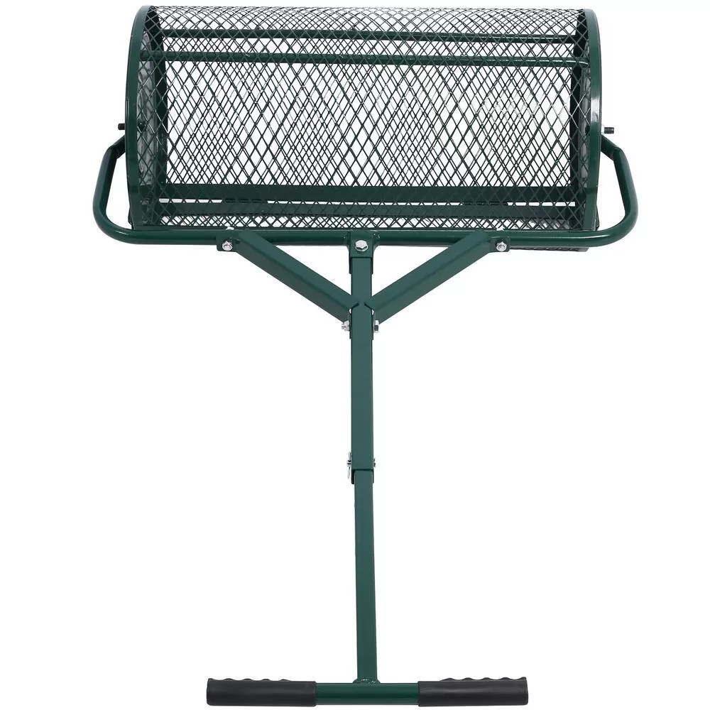 Tidoin GH-YDW4-056 24 in. Steel Handheld Peat Moss Spreader Compost Spreader Metal Mesh with T Shaped Handle