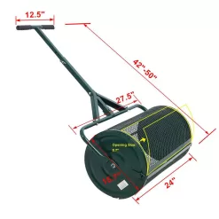 Tidoin GH-YDW4-057 24 in. Green Steel Handheld Peat Moss Spreader Compost Spreader Metal Mesh with T Shaped Handle