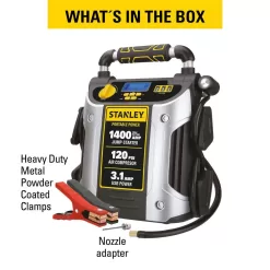Stanley J7C09D Jump Starter, 1400 Peak Amps, 120 PSI Air Compressor, 3 USB Ports