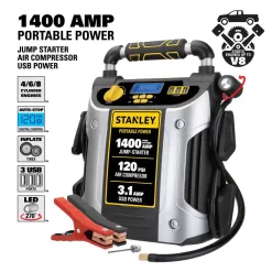 Stanley J7C09D Jump Starter, 1400 Peak Amps, 120 PSI Air Compressor, 3 USB Ports