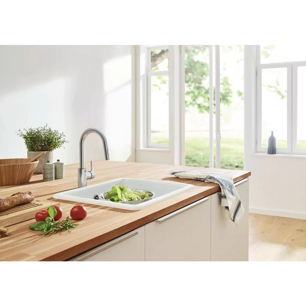 GROHE Concetto Single-Handle Pull-Out Sprayer Kitchen Faucet 1.75 GPM in Super Steel Infinity