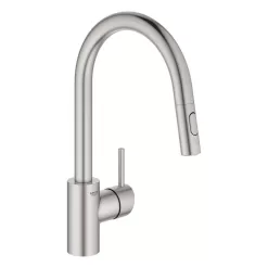 GROHE Concetto Single-Handle Pull-Out Sprayer Kitchen Faucet 1.75 GPM in Super Steel Infinity