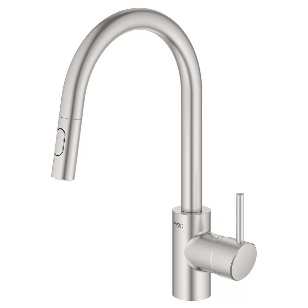 GROHE Concetto Single-Handle Pull-Out Sprayer Kitchen Faucet 1.75 GPM in Super Steel Infinity