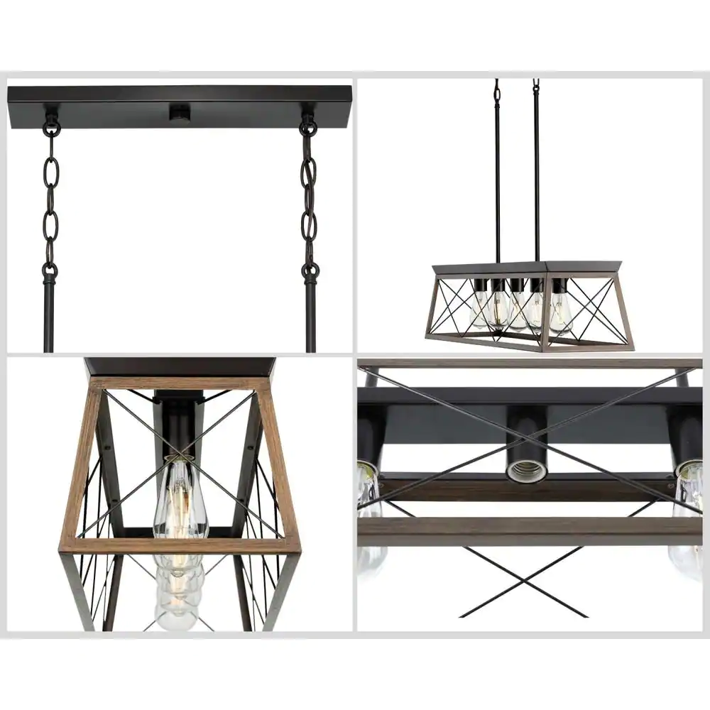 Progress Lighting Briarwood Collection 5-Light Antique Bronze Farmhouse Linear Island Chandelier Light