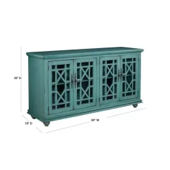 Martin Svensson Home Elegant Teal Glass TV Stand Fits TVs Up to 65 in. with Cable Management
