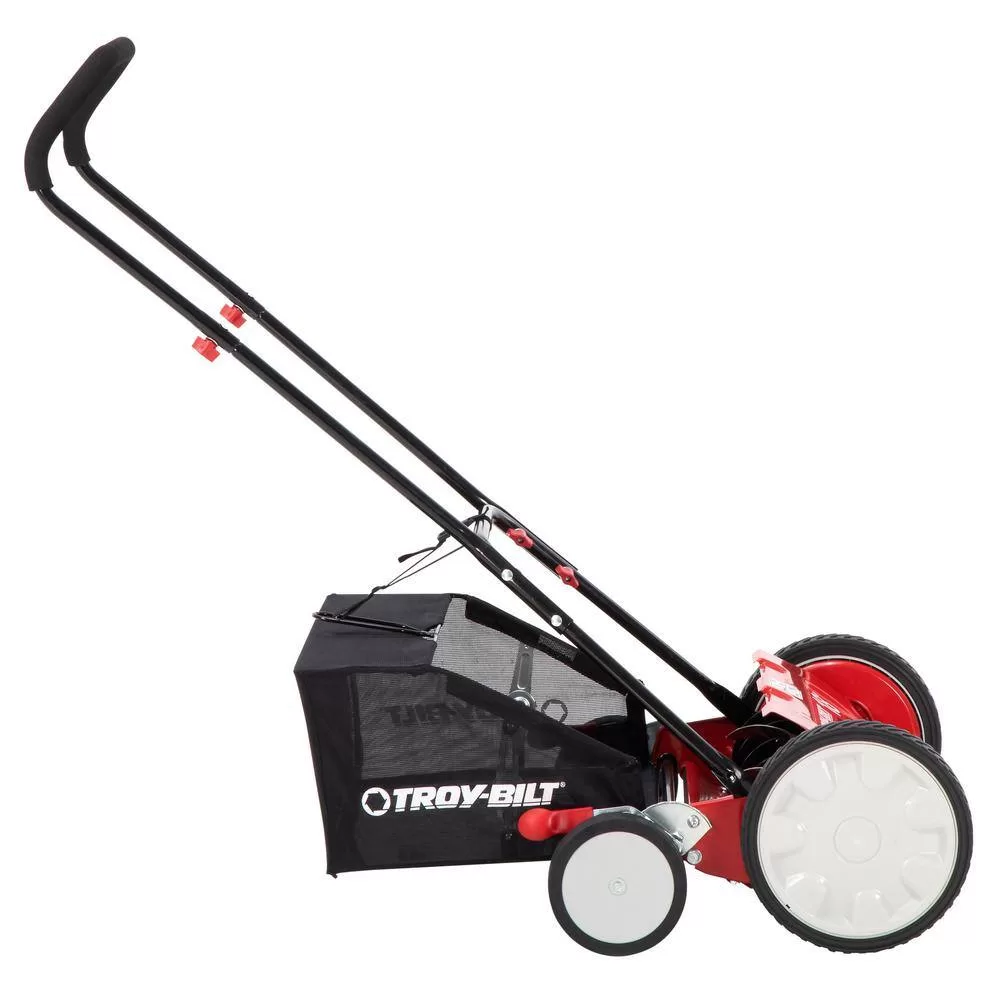 Troy-Bilt TB18R 18 in. Manual Walk Behind Reel Lawn Mower with Grass Catcher