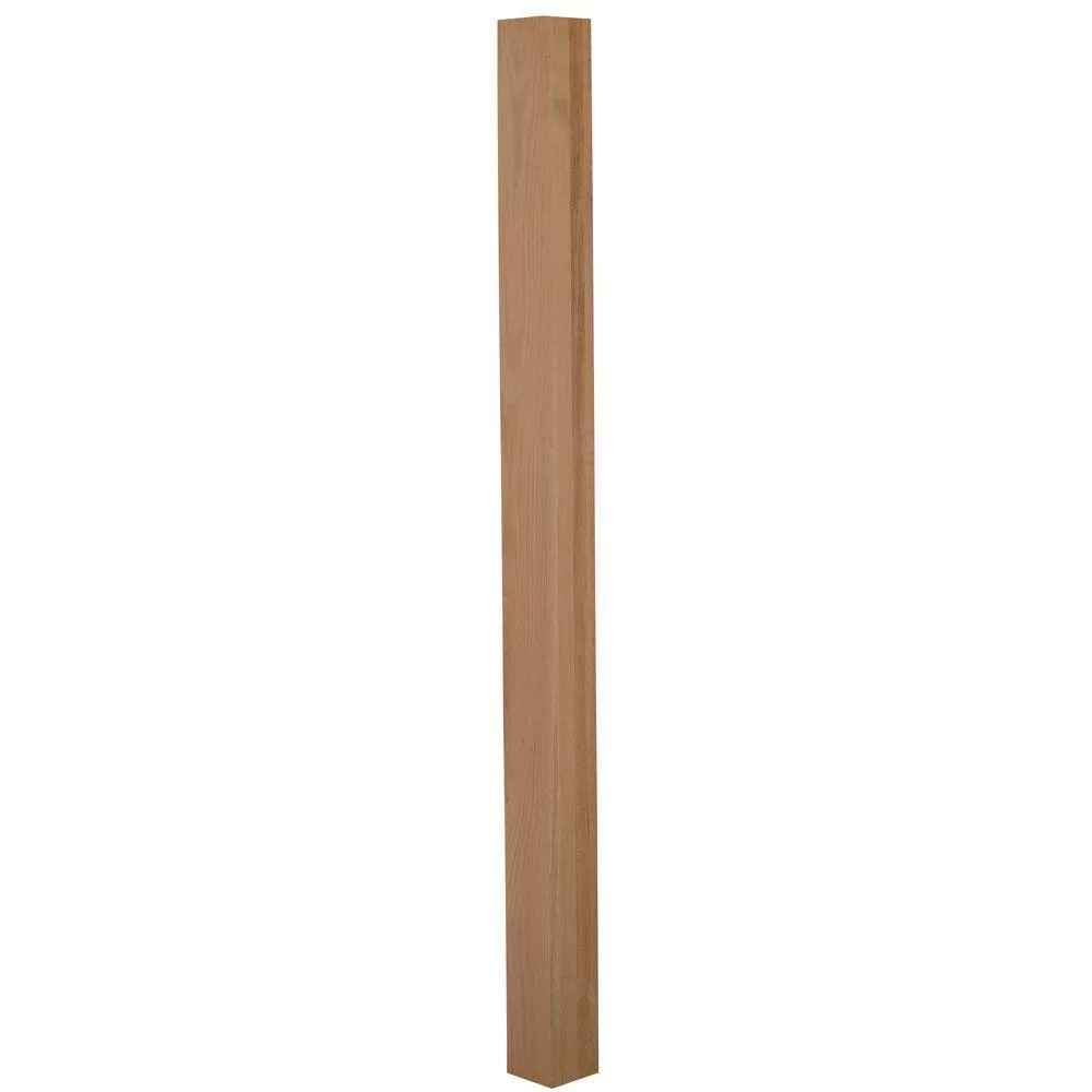 EVERMARK 4000R-066-UN0NL Stair Parts 4000 66 in. x 3 in. Unfinished Red Oak Square Craftsman Solid Core Newel Post