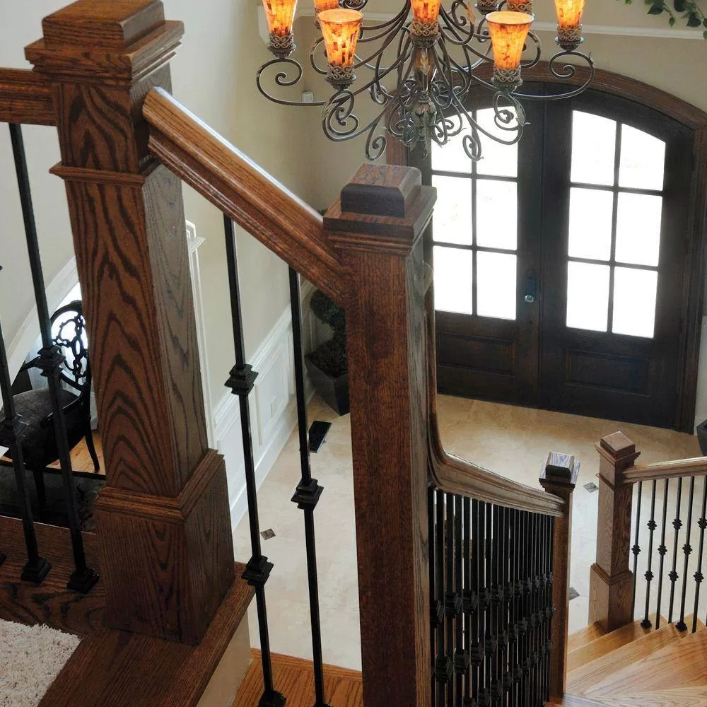EVERMARK 4075P-056-SD00L Stair Parts 4075 56 in. x 3-1/2 in. Unfinished Poplar Square Craftsman Solid Core Box Newel Post