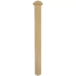 EVERMARK 4075P-056-SD00L Stair Parts 4075 56 in. x 3-1/2 in. Unfinished Poplar Square Craftsman Solid Core Box Newel Post