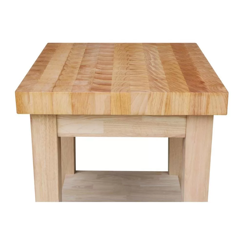 International Concepts Unfinished Kitchen Cart with Shelf