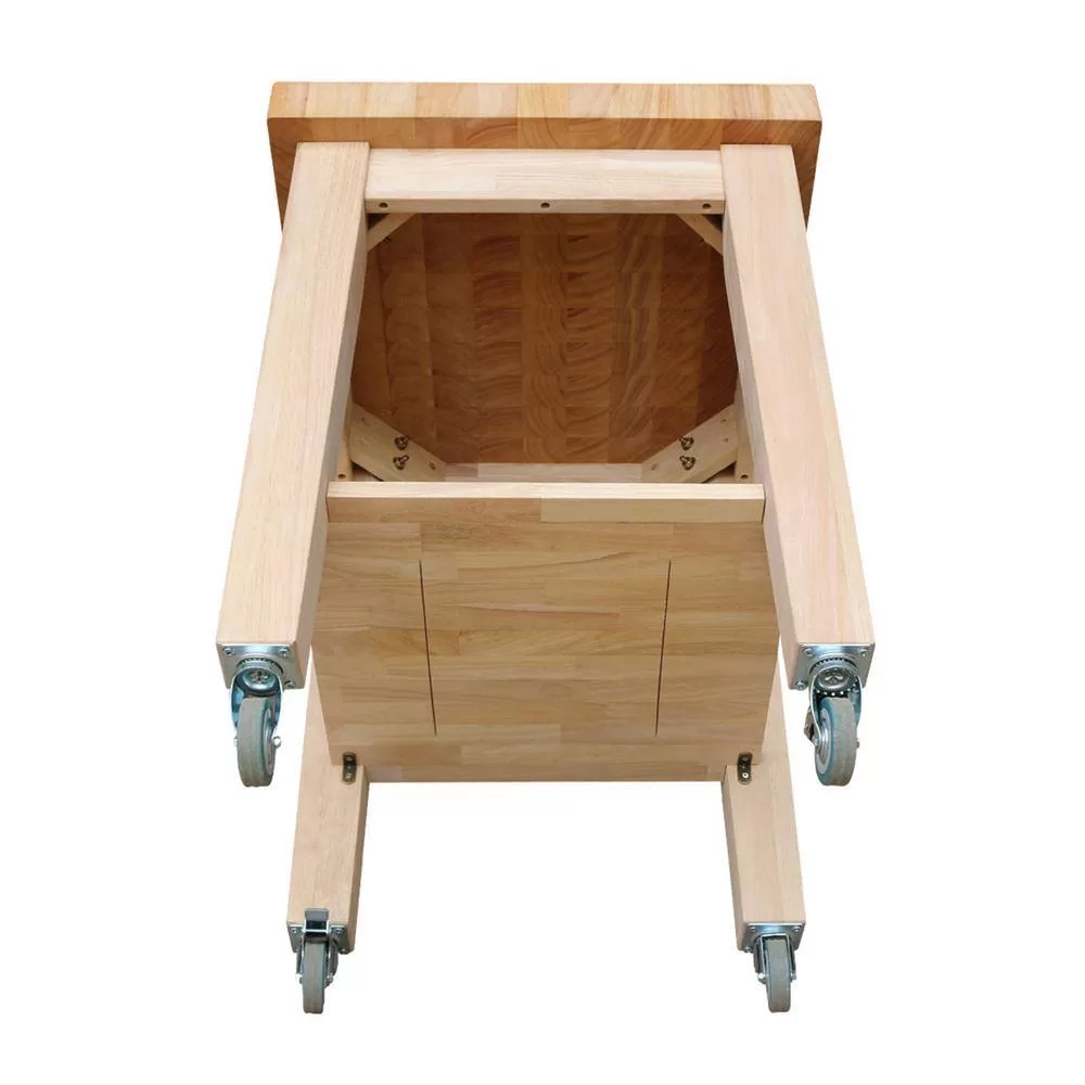 International Concepts Unfinished Kitchen Cart with Shelf