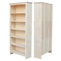 International Concepts 72 in. Unfinished Wood 6-shelf Standard Bookcase with Adjustable Shelves