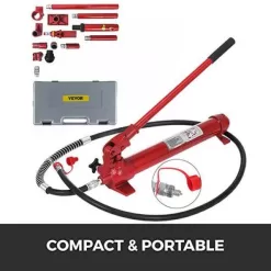 VEVOR GJ2M10TYYFLD00001V0 10-Ton Porta Power Kit 55.1 in. Oil Hose Hydraulic Car Jack Ram Autobody Frame Repair Tools