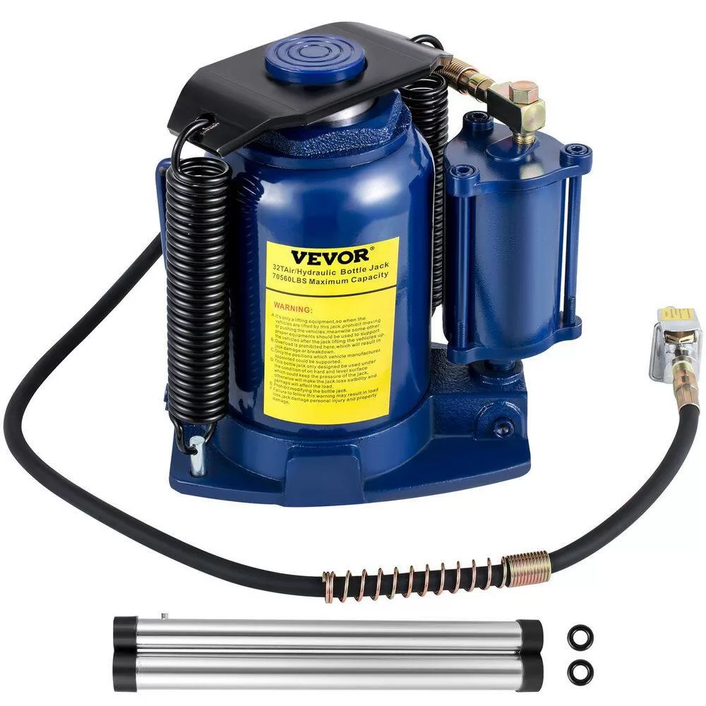 VEVOR QDYYQJDQCW32TGNR2V0 32-Ton Air Hydraulic Bottle Jack Pneumatic/Manual Dual Operation High Lift Pneumatic Hydraulic Bottle Jack
