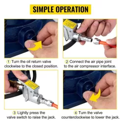 VEVOR QDYYQJDQCW32TGNR2V0 32-Ton Air Hydraulic Bottle Jack Pneumatic/Manual Dual Operation High Lift Pneumatic Hydraulic Bottle Jack