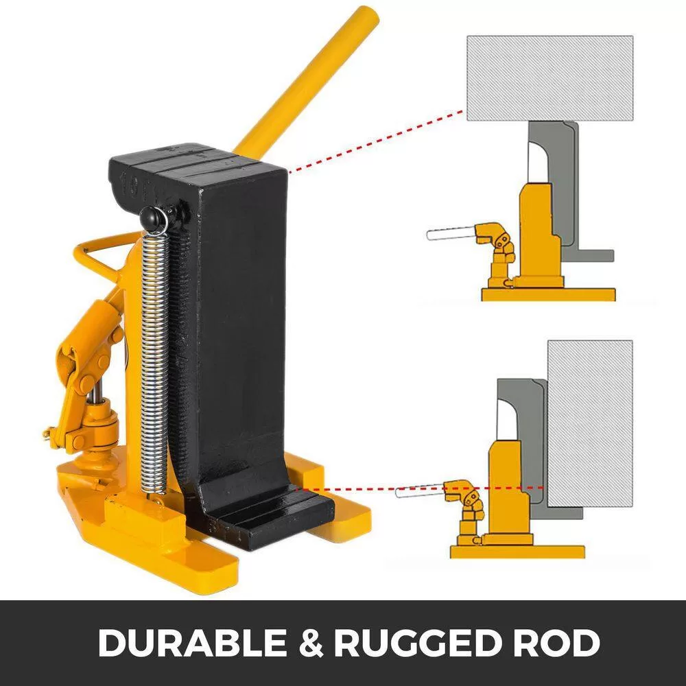 VEVOR QJD20T00000000001V0 10-Ton to 20-Ton Toe Jack Lift Hydraulic Machine Air Hydraulic Toe Jack Proprietary Heat-Treated Steel in Yellow