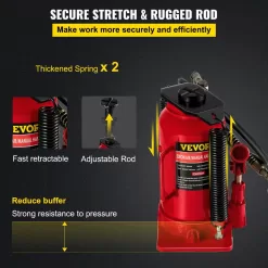 VEVOR QJD20TYYGSRD00001V0 20-Ton Bottle Red Air Hydraulic Bottle Jack Heavy-Duty Auto Truck Repair Lift Air Jack