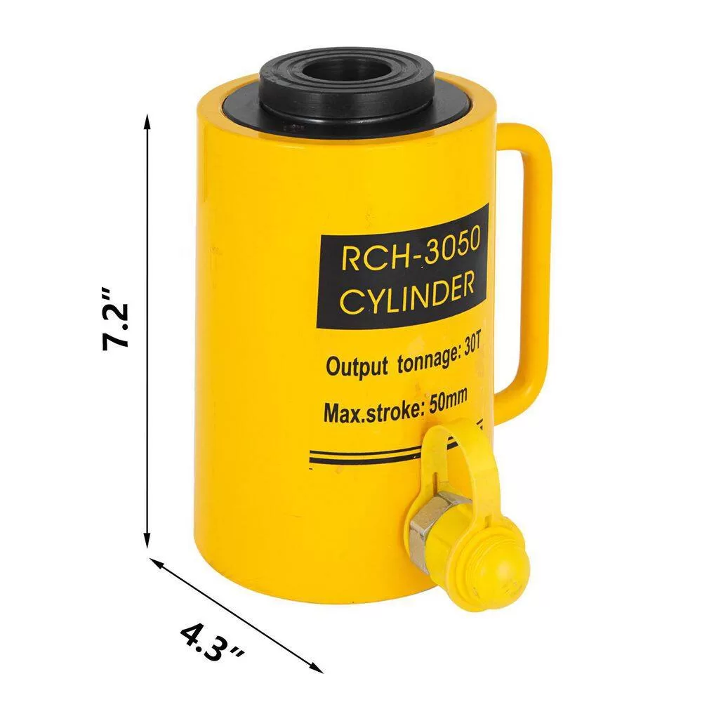 VEVOR QJD30T50MMKXYY001V0 30-Ton Hydraulic Cylinder Jack Hollow Single Acting Hydraulic Ram Cylinder 50 mm Hydraulic Lifting Cylinders