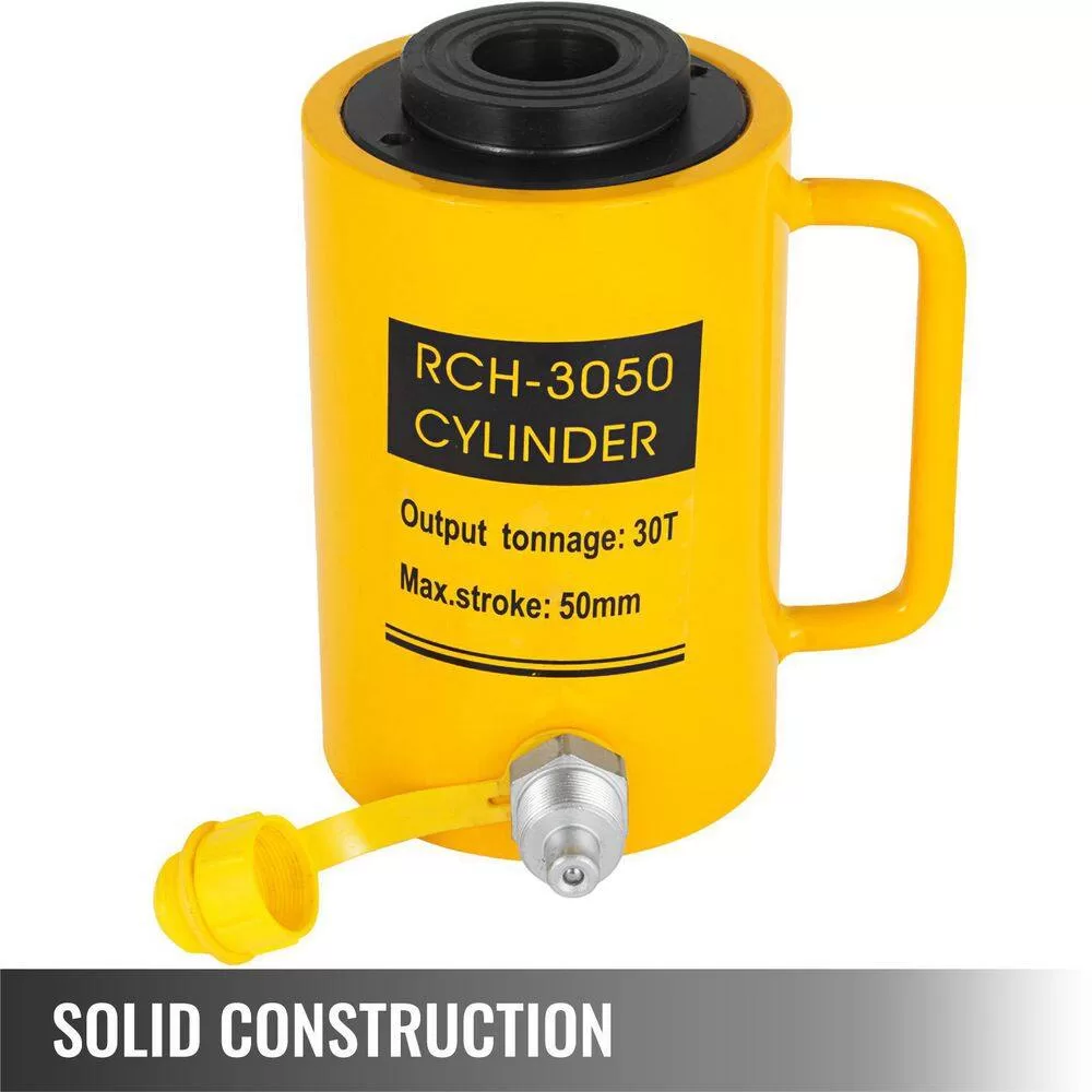 VEVOR QJD30T50MMKXYY001V0 30-Ton Hydraulic Cylinder Jack Hollow Single Acting Hydraulic Ram Cylinder 50 mm Hydraulic Lifting Cylinders