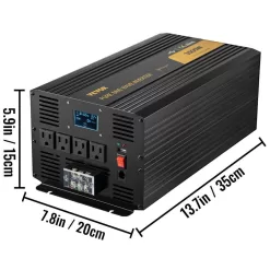 VEVOR CZXNBQDMKWKDD5F35V9 Pure Sine Wave Power Inverter 3500-Watt Car Inverter DC 12-Volt to AC 120-Volt with USB Port LCD Display Remote Control