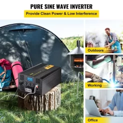 VEVOR CZXNBQDMKWKDD5F35V9 Pure Sine Wave Power Inverter 3500-Watt Car Inverter DC 12-Volt to AC 120-Volt with USB Port LCD Display Remote Control