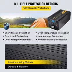 VEVOR CZXNBQDMKWKDDNOL6V9 Pure Sine Wave Inverter 3500-Watt Car Power Converter DC24-Volt to AC120-Volt with USB Port, LCD Display Remote Control
