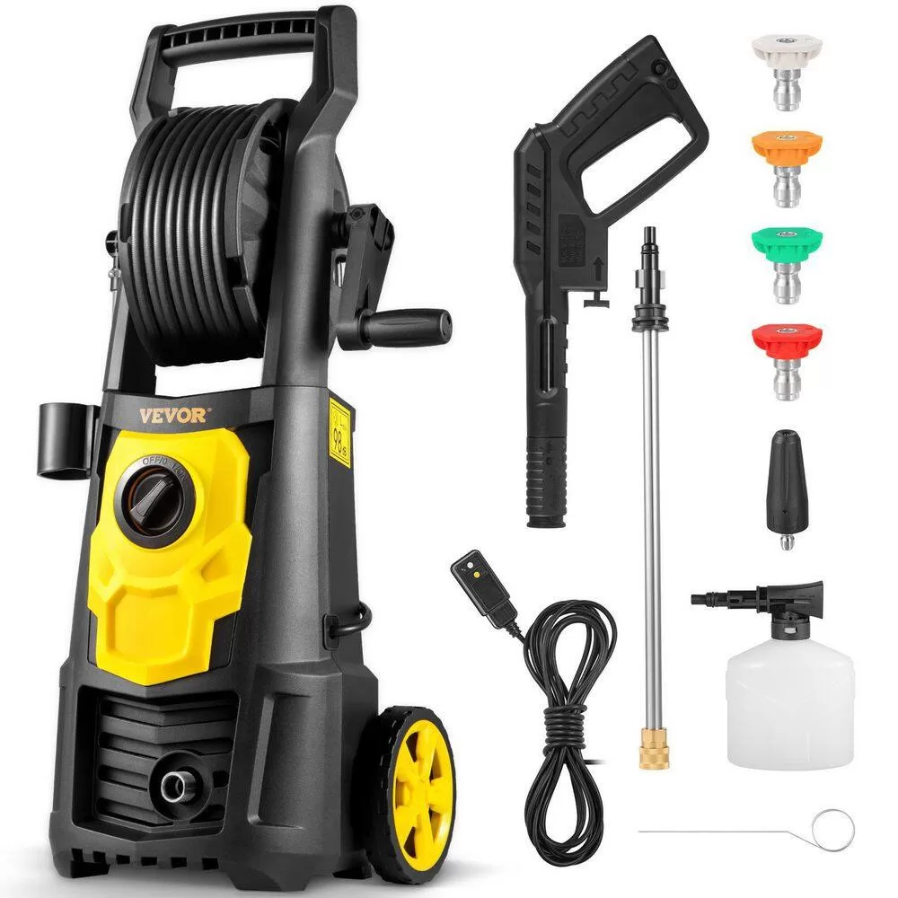VEVOR DDG176GPM110VE5SAV1 Electric Pressure Washer 2000 PSI Max. 1.76 GPM Power Washer with 30 ft. Hose & Reel, 5 Quick Connect Nozzles,ETL Listed
