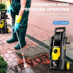 VEVOR DDG176GPM110VE5SAV1 Electric Pressure Washer 2000 PSI Max. 1.76 GPM Power Washer with 30 ft. Hose & Reel, 5 Quick Connect Nozzles,ETL Listed
