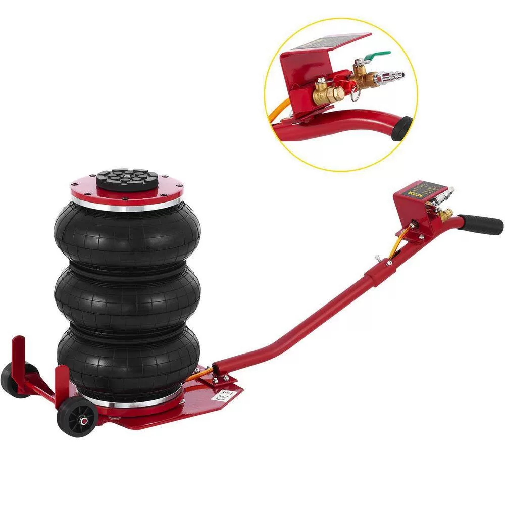 VEVOR QJD3TQNSRED000001V0 Triple Bag Air Jack 3-Ton Pneumatic Car Jack 6600 lbs. Air Jack Portable Lifting Up to 16 in., Red