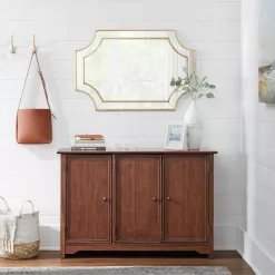 Exclusive Home Decorators Collection Bradstone 3 Door Walnut Brown Wood Storage Console