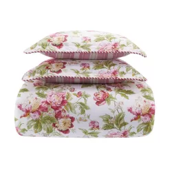 Waverly forever Peony 4-Piece Berry Floral Cotton King Comforter Set
