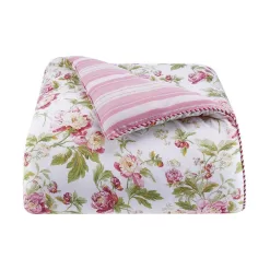 Waverly forever Peony 4-Piece Berry Floral Cotton King Comforter Set