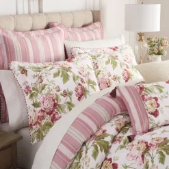 Waverly forever Peony 4-Piece Berry Floral Cotton King Comforter Set