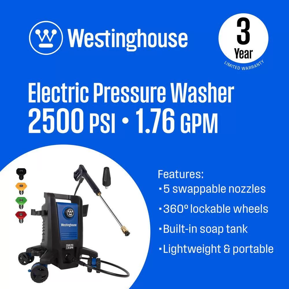 Westinghouse ePX3500 ePX3500 2500 PSI 1.76 GPM Cold Water Electric Pressure Washer with Anti-Tipping Technology