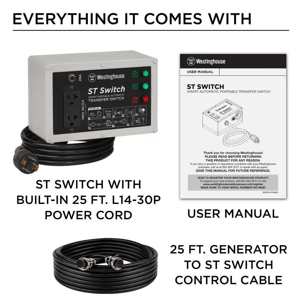 Westinghouse STS1 120-Volt 20-Amp Portable Automatic Transfer Switch with Smart Technology