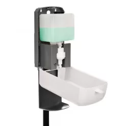 Alpine Industries 430-S-S 40 oz. Automatic Liquid Soap and Hand Sanitizer Dispenser in White with Floor Stand