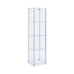 Coaster Home Furnishings White and Clear Curio Cabinet with 4 Glass Shelves