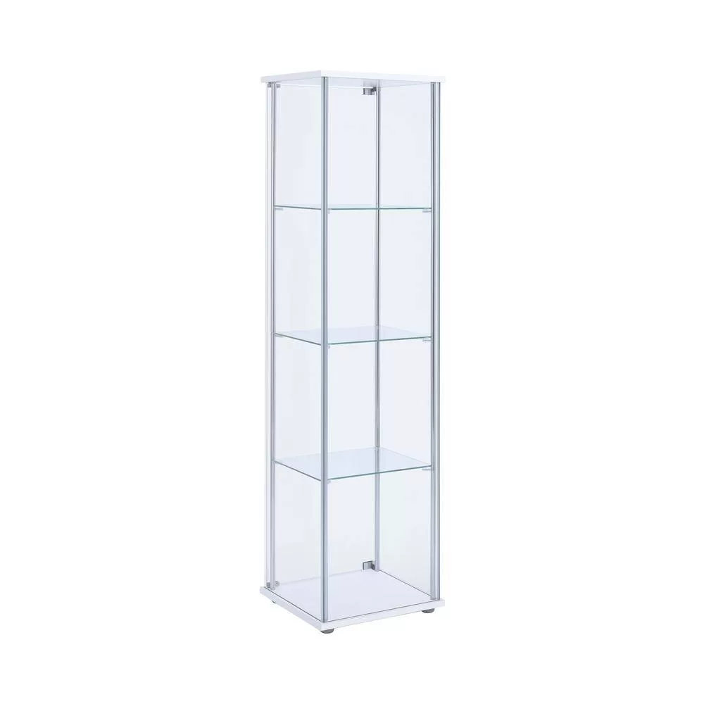 Coaster Home Furnishings White and Clear Curio Cabinet with 4 Glass Shelves